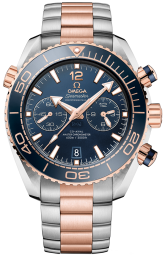 Omega Seamaster Planet Ocean 600M 45.5-215.20.46.51.03.001 (Sedna Gold & Stainless Steel Bracelet, Blue Ceramic Index Dial, Rotating Blue Ceramic Bezel) (Omega 215.20.46.51.03.001)