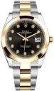 Rolex Datejust 41-126303 (Yellow Rolesor Oyster Bracelet, Gold Diamond-set Bright-black Dial, Smooth Bezel)