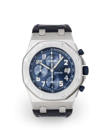 Audemars Piguet Royal Oak Offshore 42-26055PT.OO.D001CR.01 (Black Alligator Leather Strap, Blue Arabic Dial, Platinum Smooth Bezel) (26055PT.OO.D001CR.01)