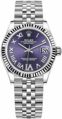 Rolex Datejust 31-278274 (Oystersteel Jubilee Bracelet, VI Diamond-set Aubergine Dial, Fluted Bezel)