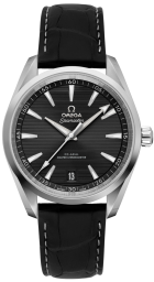 Omega Seamaster Aqua Terra 150M 38-220.13.38.20.01.001 (Black Alligator Leather Strap, Horizontal-teak Black Index Dial, Stainless Steel Bezel) (Omega 220.13.38.20.01.001)