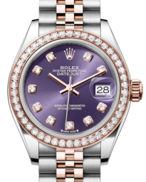 Rolex Lady-Datejust 28-279381RBR (Everose Rolesor Jubilee Bracelet, Gold Diamond-set Aubergine Dial, Diamond Bezel) (m279381rbr-0015)