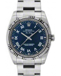 Rolex Air-King 34-114234 (Oystersteel Oyster Bracelet, Blue Roman Dial, Fluted Bezel)