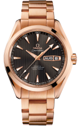 Omega Seamaster Aqua Terra 150M 43-231.50.43.22.06.001 (Red Gold Bracelet, Vertical-teak Grey Index Dial, Red Gold Bezel) (Omega 231.50.43.22.06.001)