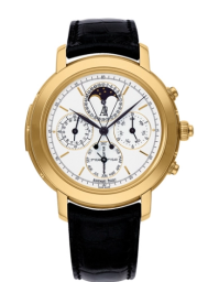 Audemars Piguet Jules Audemars 42-25866BA.OO.D002CR.01 (Black Alligator Leather Strap, Silver-toned Index Dial, Yellow Gold Smooth Bezel) (25866BA.OO.D002CR.01)