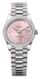 Rolex Datejust 31-278289RBR (White Gold President Bracelet, Pink Roman Dial, Diamond Bezel)