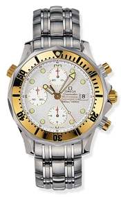 Omega Seamaster Diver 300M 41.5-2498.20.00 (Stainless Steel Bracelet, Wave-embossed Silver-toned Dot Index Dial, Rotating Yellow Gold Bezel)