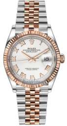 Rolex Datejust 36-126231 (Everose Rolesor Jubilee Bracelet, White Roman Dial, Fluted Bezel)