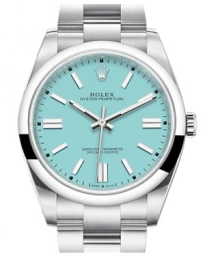 Rolex Oyster Perpetual 41-124300 (Oystersteel Oyster Bracelet, Turquoise-blue Index Dial, Domed Bezel) (m124300-0006)