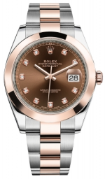 Rolex Datejust 41-126301 (Everose Rolesor Oyster Bracelet, Gold Diamond-set Chocolate Dial, Smooth Bezel) (m126301-0003)