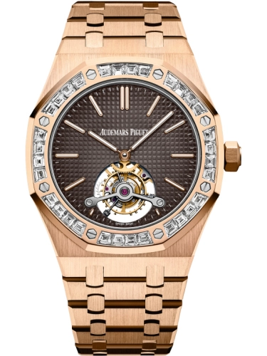 Audemars Piguet Royal Oak 41-26516OR.ZZ.1220OR.01 (Pink Gold Bracelet, Petite Tapisserie Brown Index Dial, Baguette-cut Diamond-set Bezel)