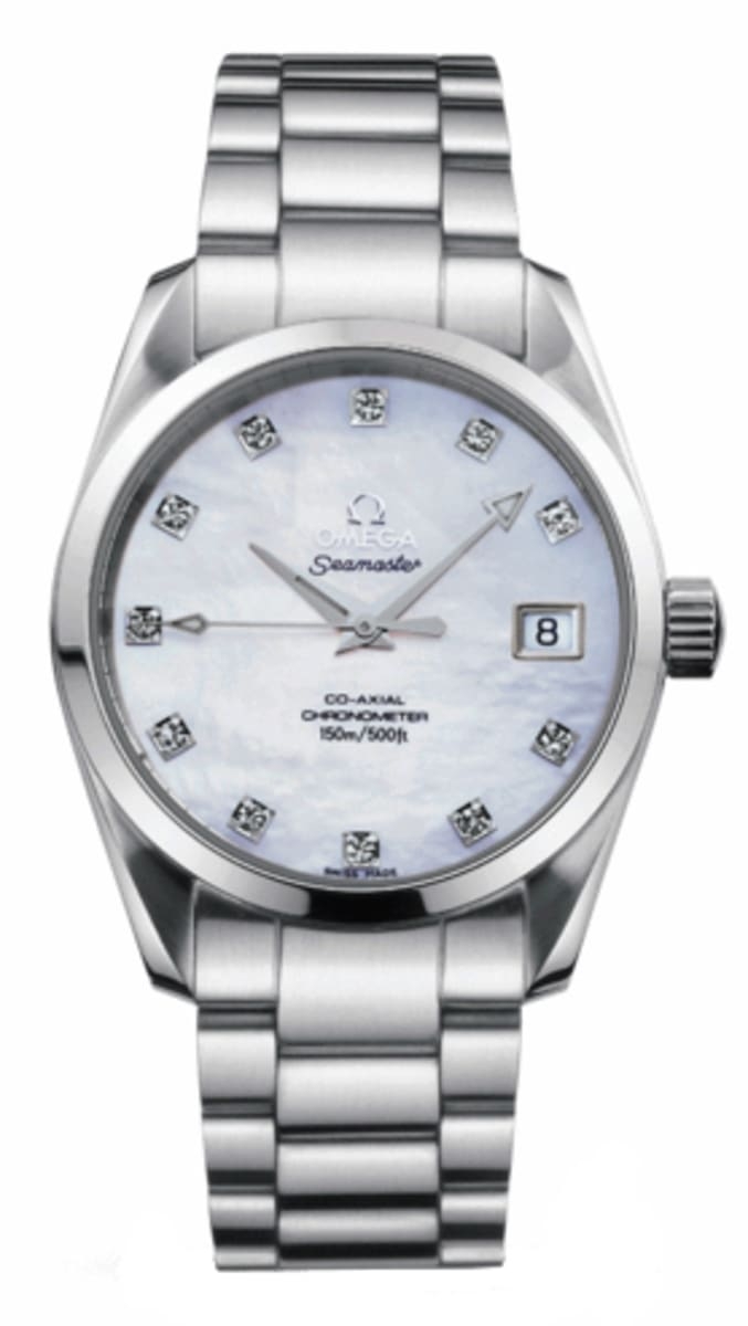 Omega Seamaster Aqua Terra 150M 36.2-2504.75.00 (Stainless Steel Bracelet, White MOP Diamond Index Dial, Stainless Steel Bezel)