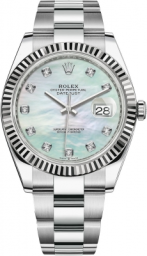 Rolex Datejust 41-126334 (Oystersteel Oyster Bracelet, Gold Diamond-set White MOP Dial, Fluted Bezel) (m126334-0019)