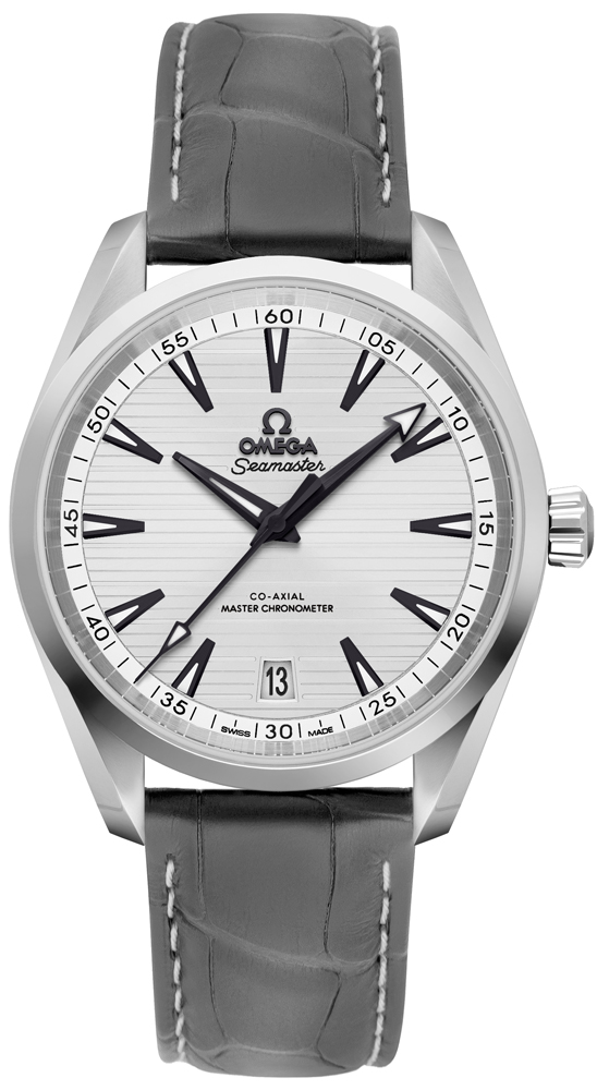 Omega Seamaster Aqua Terra 150M 38-220.13.38.20.02.001 (Grey Alligator Leather Strap, Horizontal-teak Silver-toned Index Dial, Stainless Steel Bezel)