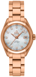 Omega Seamaster Aqua Terra 150M 30-231.50.30.20.55.001 (Red Gold Bracelet, Vertical-teak White MOP Diamond Index Dial, Red Gold Bezel) (Omega 231.50.30.20.55.001)