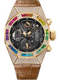 Audemars Piguet Royal Oak Concept 44-26235BA.YY.D502CR.01 (Brown Alligator Leather Strap, Smoke-grey Openworked Dial, Baguette-cut Rainbow Gemstone-set Bezel) (26235BA.YY.D502CR.01)