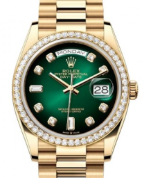 Rolex Day-Date 36-128348RBR (Yellow Gold President Bracelet, Gold Diamond-set Green Ombré Dial, Diamond Bezel) (m128348rbr-0035)