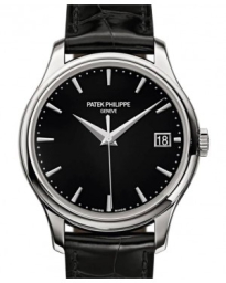 Patek Philippe Calatrava 39-5227G-010 (Shiny-black Alligator Leather Strap, Black-lacquered Index Dial, White Gold Smooth Bezel) (5227G-010)