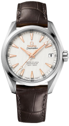 Omega Seamaster Aqua Terra 150M 38.5-231.13.39.21.02.003 (Brown Alligator Leather Strap, Vertical-teak Silver-toned Index Dial, Stainless Steel Bezel) (Omega 231.13.39.21.02.003)