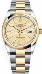 Rolex Datejust 36-126203 (Yellow Rolesor Oyster Bracelet, Golden Fluted Index Dial, Domed Bezel) (m126203-0040)