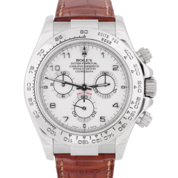 Rolex Daytona 116519 (Brown Leather Strap, White Dial, White/WG Subdials)