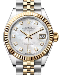 Rolex Lady-Datejust 28-279173 (Yellow Rolesor Jubilee Bracelet, Gold Diamond-set White MOP Dial, Fluted Bezel) (m279173-0013)