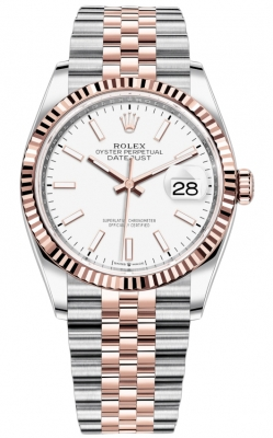 Rolex Datejust 36-126231 (Everose Rolesor Jubilee Bracelet, White Index Dial, Fluted Bezel)