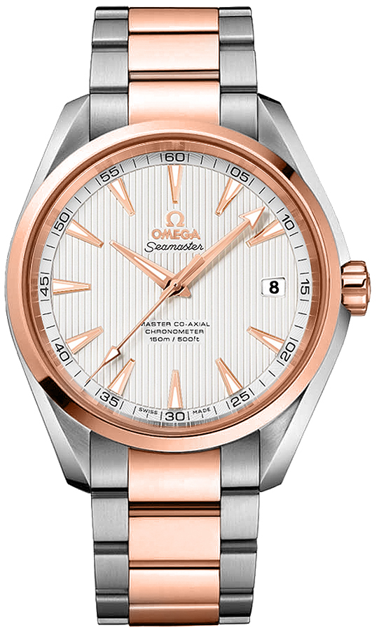 Omega Seamaster Aqua Terra 150M 41.5-231.20.42.21.02.001 (Red Gold & Stainless Steel Bracelet, Vertical-teak Silver-toned Index Dial, Red Gold Bezel)