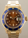 Rolex Submariner 40-16808 (Yellow Gold Oyster Bracelet, Tropical Patina Diver Dial, Blue Aluminum Bezel)