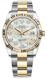 Rolex Datejust 36-126233 (Yellow Rolesor Oyster Bracelet, Gold Diamond-set White MOP Dial, Fluted Bezel) (m126233-0024)