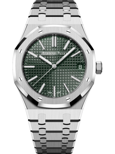 Audemars Piguet Royal Oak 41-15510ST.OO.1320ST.04 (Stainless Steel Bracelet, Grande Tapisserie Khaki-green Index Dial, Stainless Steel Smooth Bezel)