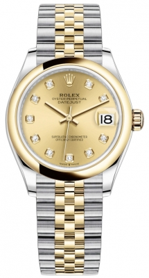 Rolex Datejust 31-278243 (Yellow Rolesor Jubilee Bracelet, Gold Diamond-set Champagne Dial, Domed Bezel)