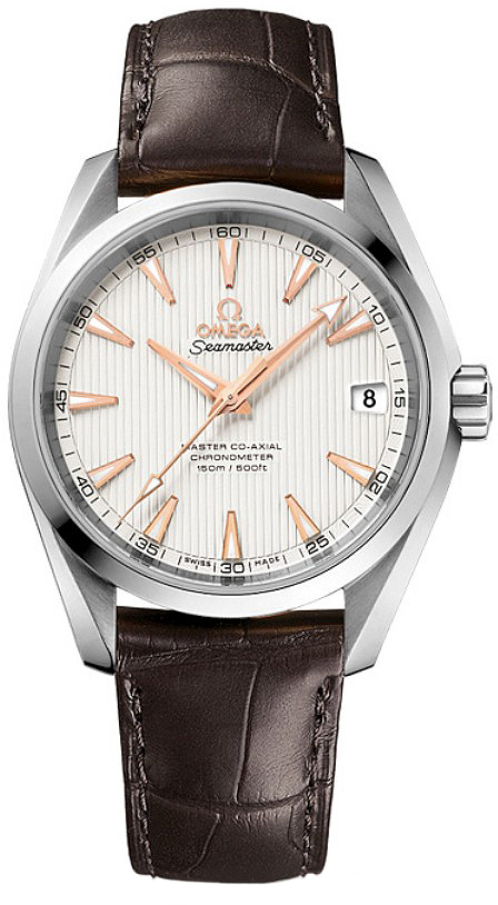 Omega Seamaster Aqua Terra 150M 38.5-231.13.39.21.02.003 (Brown Alligator Leather Strap, Vertical-teak Silver-toned Index Dial, Stainless Steel Bezel)