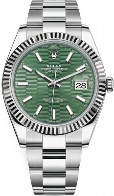 Rolex Datejust 41-126334 (Oystersteel Oyster Bracelet, Mint-green Fluted Index Dial, Fluted Bezel)