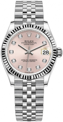 Rolex Datejust 31-278274 (Oystersteel Jubilee Bracelet, Gold Diamond-set Pink Dial, Fluted Bezel)