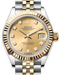 Rolex Lady-Datejust 28-279173 (Yellow Rolesor Jubilee Bracelet, Gold Diamond-set Champagne Dial, Fluted Bezel) (m279173-0011)