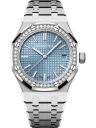 Audemars Piguet Royal Oak 37-15551ST.ZZ.1356ST.01 (Stainless Steel Bracelet, Grande Tapisserie Light-blue Index Dial, Brilliant-cut Diamond-set Bezel) (15551ST.ZZ.1356ST.01)