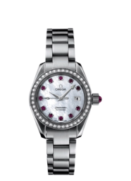 Omega Seamaster Aqua Terra 150M 29.2-2565.78.00 (Stainless Steel Bracelet, White MOP Ruby Index Dial, Stainless Steel Diamond-set Bezel) (Omega 2565.78.00)