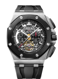 Audemars Piguet Royal Oak 44-26348IO.OO.A002CA.01 (Black Rubber Strap, Transparent Sapphire Openworked Index Dial, Black Ceramic Smooth Bezel) (26348IO.OO.A002CA.01)