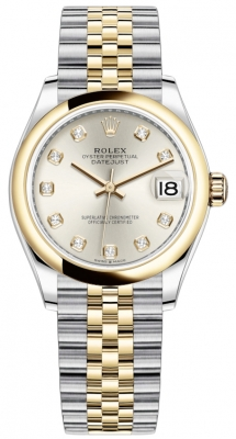 Rolex Datejust 31-278243 (Yellow Rolesor Jubilee Bracelet, Gold Diamond-set Silver Dial, Domed Bezel)