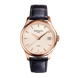 Patek Philippe Calatrava 39-5227R-001T (Shiny-black Alligator Leather Strap, Ivory-lacquered Index Dial, Rose Gold Smooth Bezel) (5227R-001T)