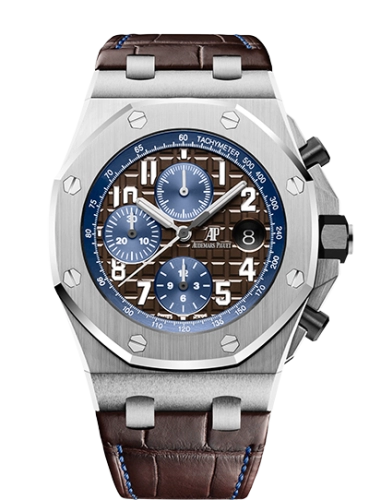 Audemars Piguet Royal Oak OffShore 42-26470ST.OO.A099CR.01 (Brown Alligator Leather Strap, Méga Tapisserie Brown Arabic Dial, Stainless Steel Smooth Bezel)
