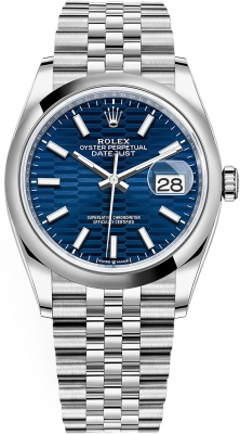 Rolex Datejust 36-126200 (Oystersteel Jubilee Bracelet, Blue-bright Fluted Index Dial, Domed Bezel)