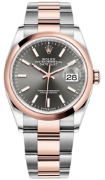 Rolex Datejust 36-126201 (Everose Rolesor Oyster Bracelet, Rhodium Index Dial, Domed Bezel) (m126201-0014)