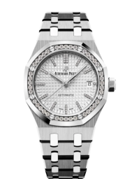 Audemars Piguet Royal Oak 37-15453IP.ZZ.1256IP.01 (Platinum & Titanium Bracelet, Grande Tapisserie Silver-toned Diamond Index Dial, Platinum Diamond-set Bezel) (15453IP.ZZ.1256IP.01)