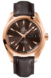 Omega Seamaster Aqua Terra 150M 43-231.53.43.22.06.003 (Brown Alligator Leather Strap, Vertical-teak Grey Index Dial, Red Gold Bezel) (Omega 231.53.43.22.06.003)