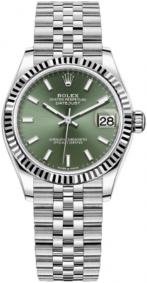 Rolex Datejust 31-278274 (Oystersteel Jubilee Bracelet, Mint-green Index Dial, Fluted Bezel)