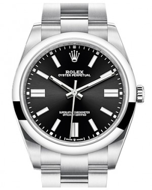 Rolex Oyster Perpetual 41-124300 (Oystersteel Oyster Bracelet, Bright-black Index Dial, Domed Bezel)