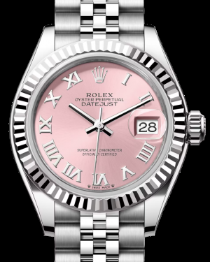 Rolex Lady-Datejust 28-279174 (Oystersteel Jubilee Bracelet, Pink Roman Dial, Fluted Bezel)