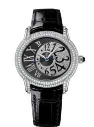 Audemars Piguet Millenary 39.5-77302BC.ZZ.D001CR.01 (Black Alligator Leather Strap, Off-centred Diamond-paved Arabic Disc/Black Roman Dial, Brilliant-cut Diamond-set Bezel) (77302BC.ZZ.D001CR.01)